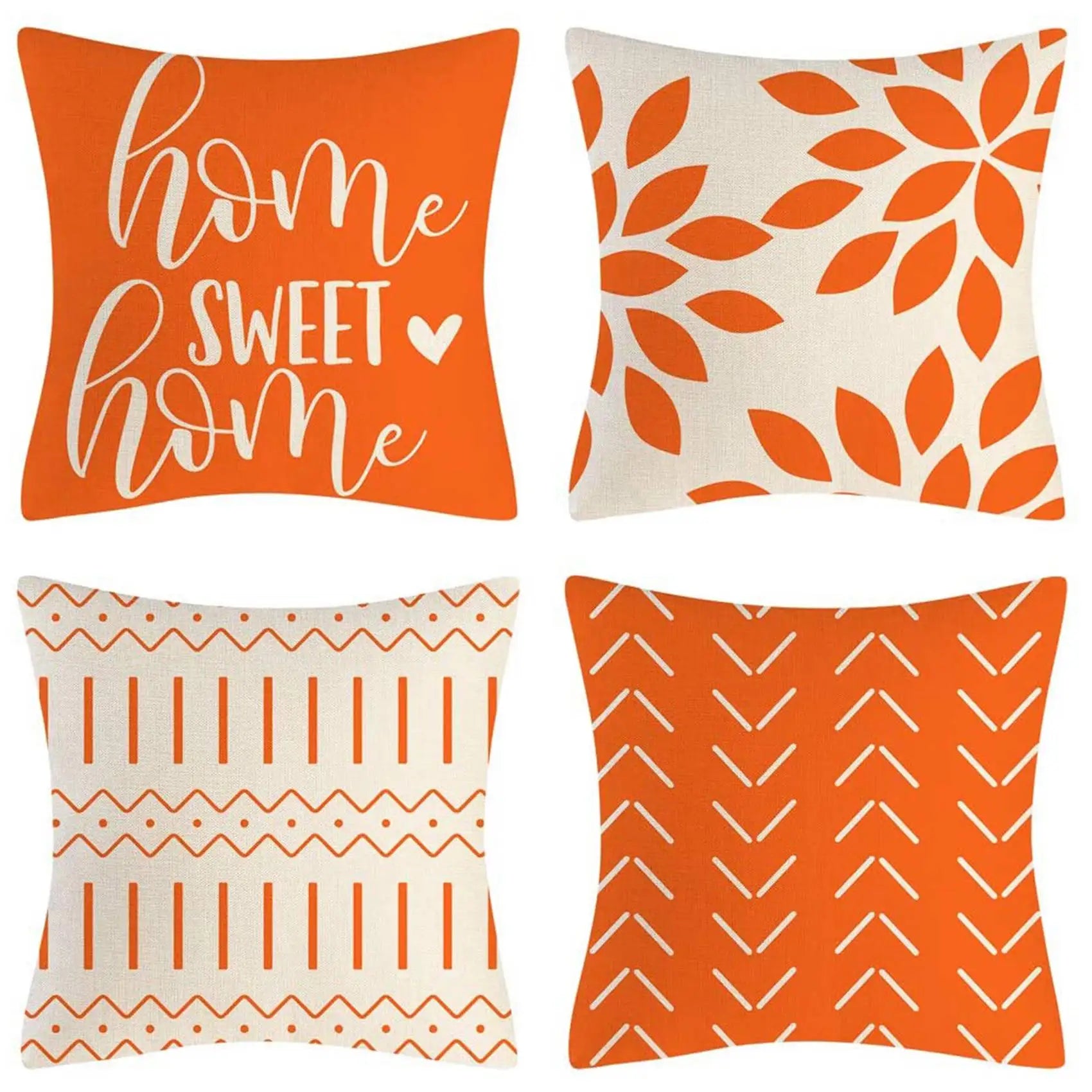 Orange Pillow Covers 18X18 Set of 4 Home Decorative