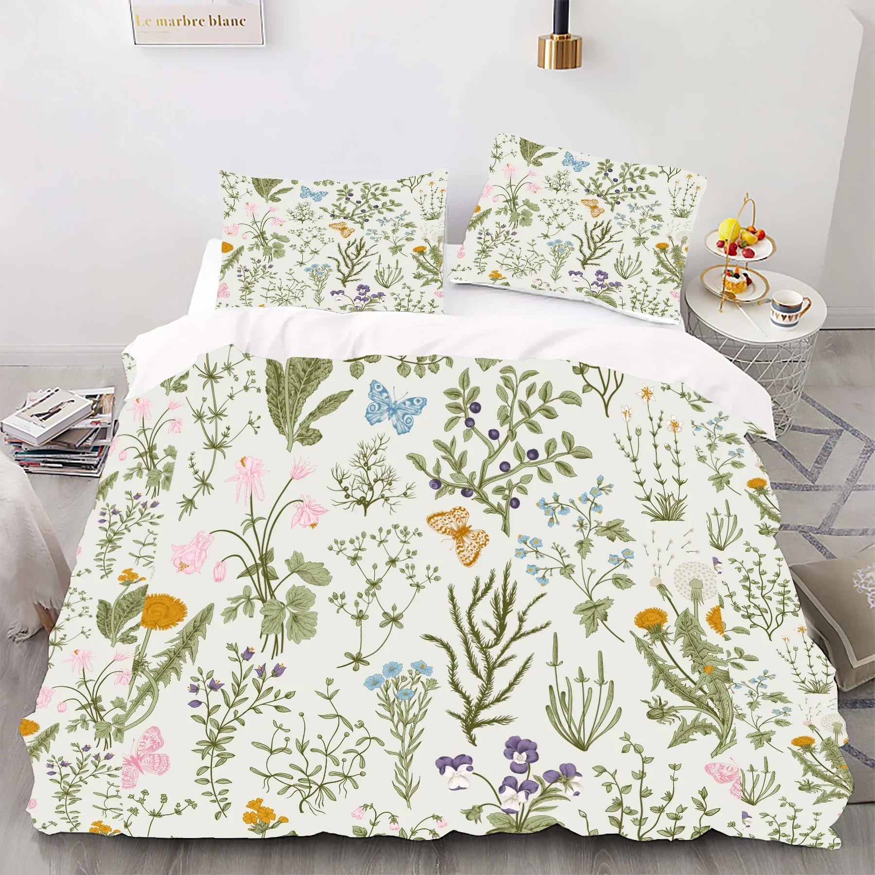 Floral Butterfly Style Digital Printed Duvet Set