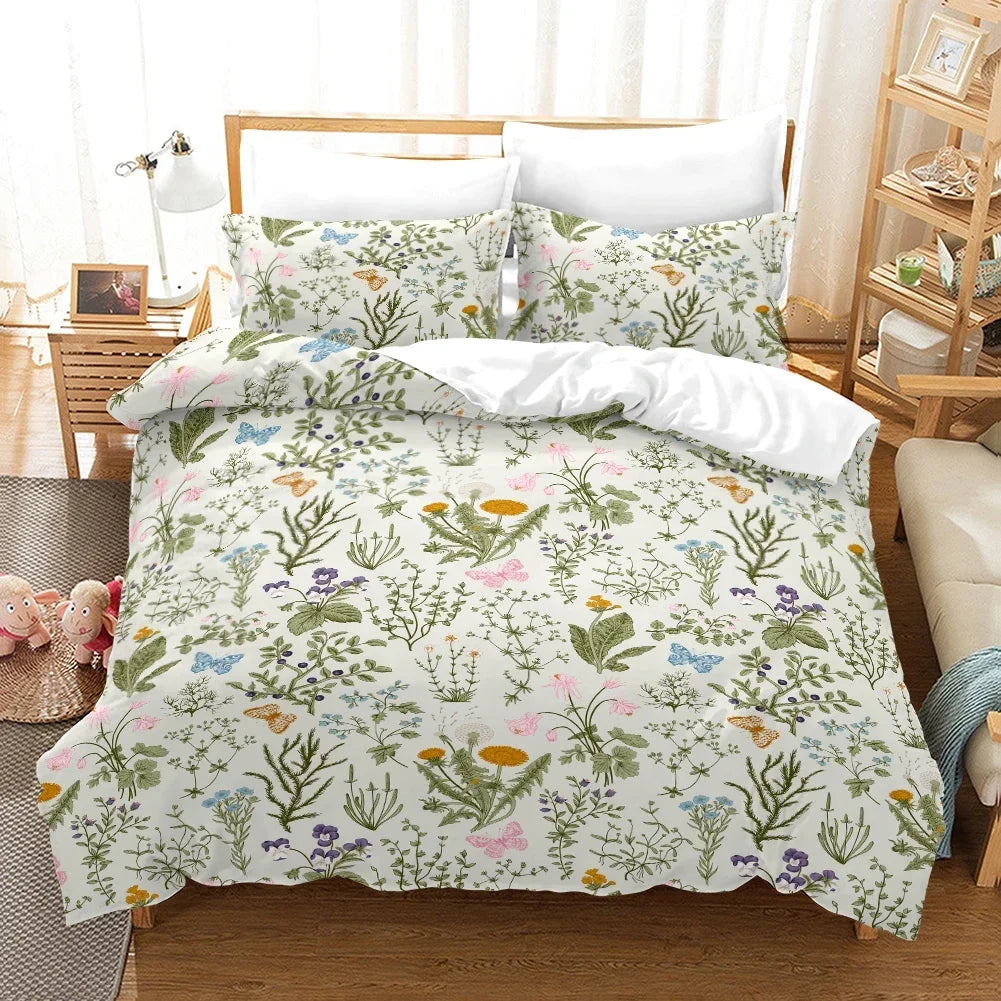 Floral Butterfly Style Digital Printed Duvet Set