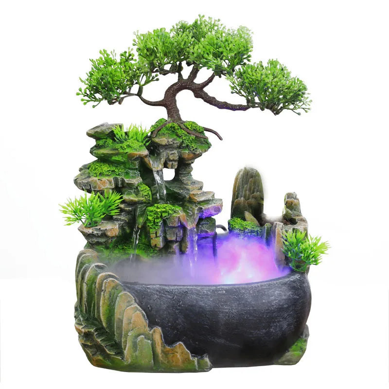 LED Light Water Feature Meditation Desk Decor