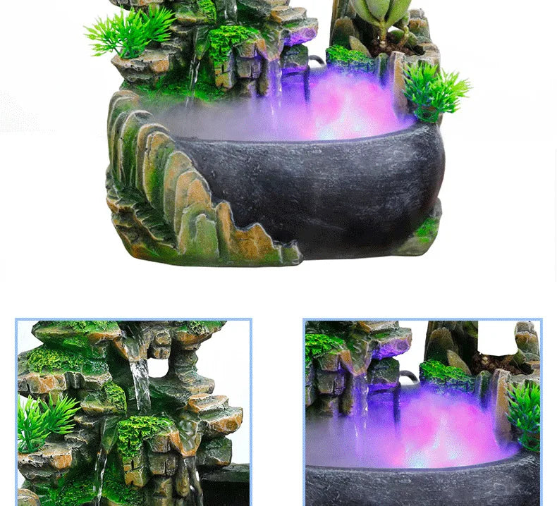 LED Light Water Feature Meditation Desk Decor