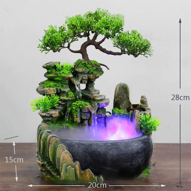 LED Light Water Feature Meditation Desk Decor