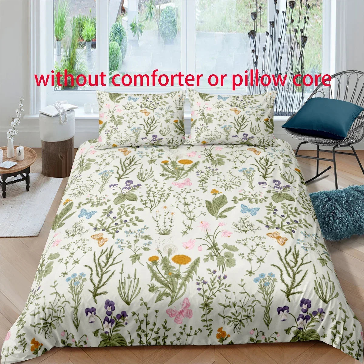 Floral Butterfly Style Digital Printed Duvet Set